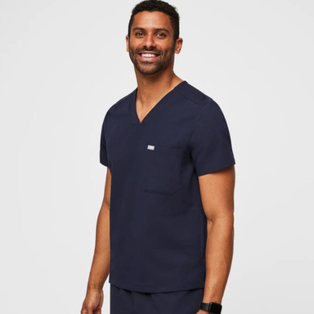 Figs Navy Blue Mens Scrub Top